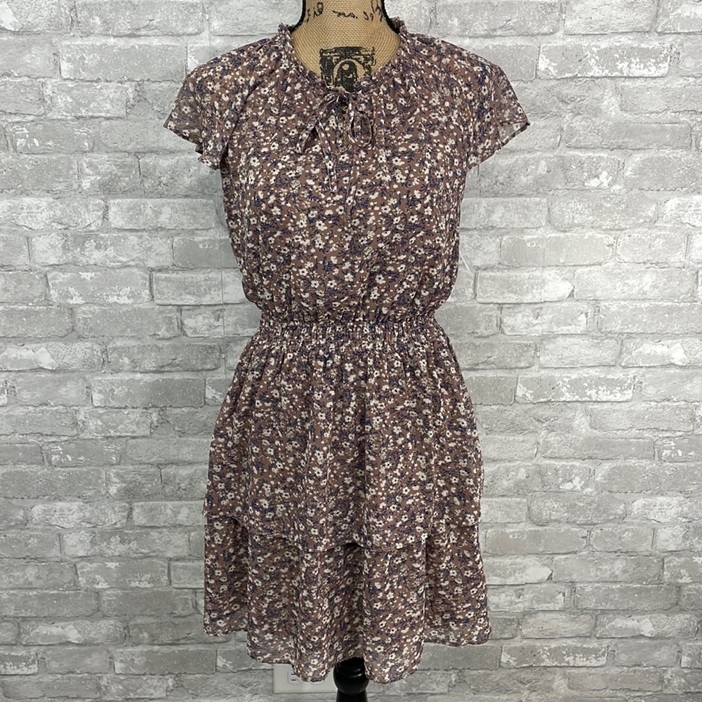 Aqua Brown Floral Dress